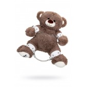 Бондажный набор: бурый мишка с белыми оковами и наручниками - Pecado - купить с доставкой в Уфе