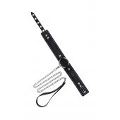 Кожаный ошейник-чокер с поводком - Pecado - купить с доставкой в Уфе