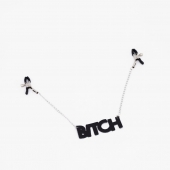 Зажимы на соски с кожаной подвеской Bitch - Crazy Handmade - купить с доставкой в Уфе