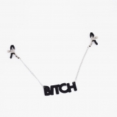 Зажимы на соски с кожаной подвеской Bitch - Crazy Handmade - купить с доставкой в Уфе