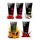 Набор из 5 съедобных лубрикантов JUJU (клубника, малина, тропические фрукты, вишня, кокос) - JuJu - купить с доставкой в Уфе Набор из 5 съедобных лубрикантов JUJU (клубника, малина, тропические фрукты, вишня, кокос) - JuJu - купить с доставкой в Уфе