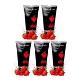 Набор из 5 съедобных лубрикантов JUJU со вкусом клубники - JuJu - купить с доставкой в Уфе Набор из 5 съедобных лубрикантов JUJU со вкусом клубники - JuJu - купить с доставкой в Уфе