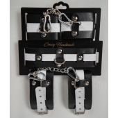 Набор фиксаторов из черной и белой натуральной кожи - Crazy Handmade - купить с доставкой в Уфе