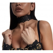 Черный ажурный чокер с золотистой фурнитурой - Crazy Handmade - купить с доставкой в Уфе