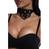 Черный чокер с клепками и золотистой фурнитурой - Crazy Handmade - купить с доставкой в Уфе