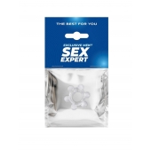 Прозрачное эластичное эрекционное кольцо с 6 шариками - Sex Expert - в Уфе купить с доставкой