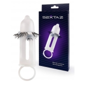 Эластичная насадка на пенис с подхватом мошонки и стимулирующими «ресничками» - Sextaz - в Уфе купить с доставкой