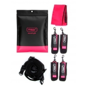 Черно-розовый эротический набор: фиксатор, оковы, наручники, повязка - Erokay - купить с доставкой в Уфе