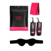 Черно-розовый эротический набор: маска, наручники и повязка - Erokay - купить с доставкой в Уфе