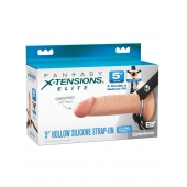 Телесный пустотелый фаллопротез 5’’ Hollow Silicone Strap-On - 14 см. - Pipedream - купить с доставкой в Уфе