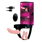 Женский страпон с 3 насадками и вибрацией - Erowoman-Eroman - купить с доставкой в Уфе