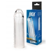 Прозрачная закрытая насадка на пенис с ребрышками - 16 см. - Sex Expert - в Уфе купить с доставкой