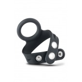 Черное эрекционное кольцо с подхватом мошонки на кнопках VS6 - Blush Novelties - в Уфе купить с доставкой