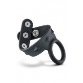 Черное эрекционное кольцо с подхватом мошонки на кнопках VS6 - Blush Novelties - в Уфе купить с доставкой