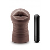 Коричневый мастурбатор-ротик Krystal Vibrating Masturbator - Blush Novelties - в Уфе купить с доставкой