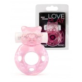 Розовое эрекционное виброкольцо в форме мишки - 1137 - в Уфе купить с доставкой