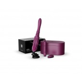 Фиолетовая секс-машина с функцией нагрева, насадками и присоской Sesh - Zalo - купить с доставкой в Уфе