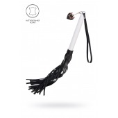 Плеть с белой рукоятью и чёрными хлыстами - 50 см. - Pecado - купить с доставкой в Уфе