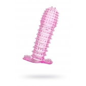 Гелевая розовая насадка с шипами - 12 см. - Toyfa Basic - в Уфе купить с доставкой