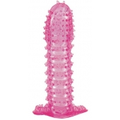 Гелевая розовая насадка с шипами - 12 см. - Toyfa Basic - в Уфе купить с доставкой