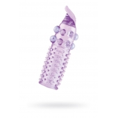 Гелевая фиолетовая насадка с шариками, шипами и усиком - 11 см. - Toyfa Basic - в Уфе купить с доставкой