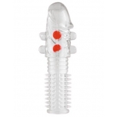 Гелевая прозрачная насадка с шариками и шипами - 14 см. - Toyfa Basic - в Уфе купить с доставкой