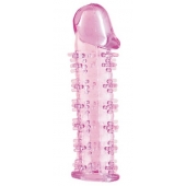 Гелевая розовая насадка на фаллос с шипами - 12 см. - Toyfa Basic - в Уфе купить с доставкой