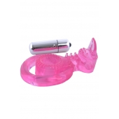 Розовая вибронасадка со стимулятор клитора   Язычок - Toyfa Basic - в Уфе купить с доставкой