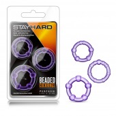 Набор из 3 фиолетовых эрекционных колец Stay Hard Beaded Cockrings - Blush Novelties - в Уфе купить с доставкой