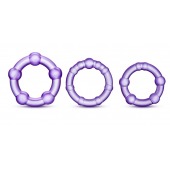 Набор из 3 фиолетовых эрекционных колец Stay Hard Beaded Cockrings - Blush Novelties - в Уфе купить с доставкой