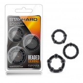 Набор из 3 чёрных эрекционных колец Stay Hard Beaded Cockrings - Blush Novelties - в Уфе купить с доставкой