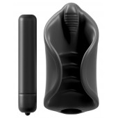 Чёрный мастурбатор Vibrating Silicone Stimulator с вибрацией - Pipedream - в Уфе купить с доставкой
