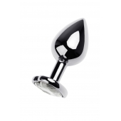 Серебристая анальная пробка с прозрачным кристаллом-сердцем - 8 см. - ToyFa - купить с доставкой в Уфе