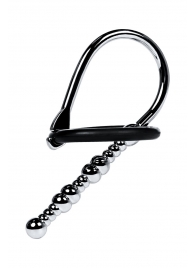 Серебристый уретральный плаг-бусины TOYFA Metal с мягким фиксириющим кольцом - ToyFa - купить с доставкой в Уфе