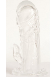 Прозрачная гелевая насадка с клиторальным отростком - 13 см. - Toyfa Basic - в Уфе купить с доставкой
