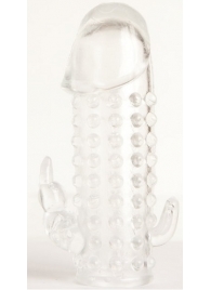 Гелевая прозрачная насадка с 2 отростками - 13 см. - Toyfa Basic - в Уфе купить с доставкой