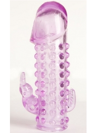 Закрытая фиолетовая насадка с 2 отростками - 13 см. - Toyfa Basic - в Уфе купить с доставкой