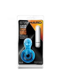 Голубое эрекционное виброкольцо 10 Function Vibrating Tongue Ring - Blush Novelties - в Уфе купить с доставкой