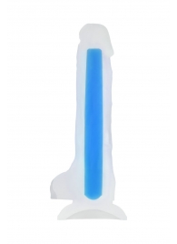 Прозрачно-синий фаллоимитатор, светящийся в темноте, Steve Glow - 20 см. - ToyFa купить с доставкой в интернет-магазине Orgasmix в Уфе Прозрачно-синий фаллоимитатор, светящийся в темноте, Steve Glow - 20 см. - ToyFa