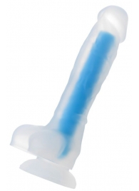 Прозрачно-синий фаллоимитатор, светящийся в темноте, Steve Glow - 20 см. - ToyFa купить с доставкой в интернет-магазине Orgasmix в Уфе Прозрачно-синий фаллоимитатор, светящийся в темноте, Steve Glow - 20 см. - ToyFa