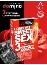 Презервативы для орального секса DOMINO Sweet Sex с ароматом клубничного коктейля  - 3 шт. - Domino - купить с доставкой в Уфе