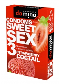 Презервативы для орального секса DOMINO Sweet Sex с ароматом клубничного коктейля  - 3 шт. - Domino - купить с доставкой в Уфе