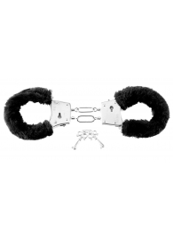 Меховые чёрные наручники Beginner s Furry Cuffs - Pipedream - купить с доставкой в Уфе