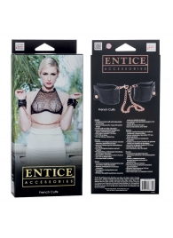 Черные мягкие наручники Entice French Cuffs с цепью - California Exotic Novelties - купить с доставкой в Уфе