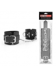 Черные наручники с металлическими застежками и цепочкой - Notabu - купить с доставкой в Уфе