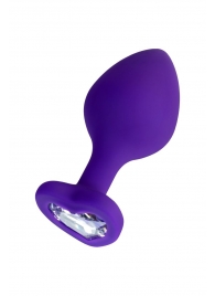 Фиолетовая анальная втулка Diamond Heart с прозрачным кристаллом - 8 см. - ToyFa - купить с доставкой в Уфе Фиолетовая анальная втулка Diamond Heart с прозрачным кристаллом - 8 см. - ToyFa - купить с доставкой в Уфе