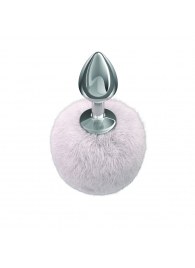 Серебристая анальная пробка с белым пушистым хвостиком Twinkle - Lola Games - купить с доставкой в Уфе