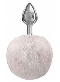 Серебристая анальная пробка с белым пушистым хвостиком Twinkle - Lola Games - купить с доставкой в Уфе