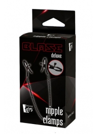 Черные зажимы на соски на цепочке BLAZE DELUXE NIPPLE CLAMPS - Dream Toys - купить с доставкой в Уфе