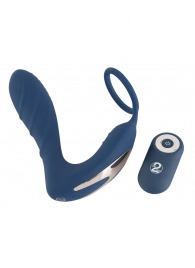 Синий вибростимулятор простаты с кольцом - 14,5 см. - Orion - в Уфе купить с доставкой